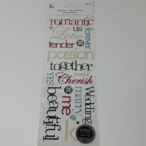 2 Romantic Puffy Phrases Acid Free Stickers